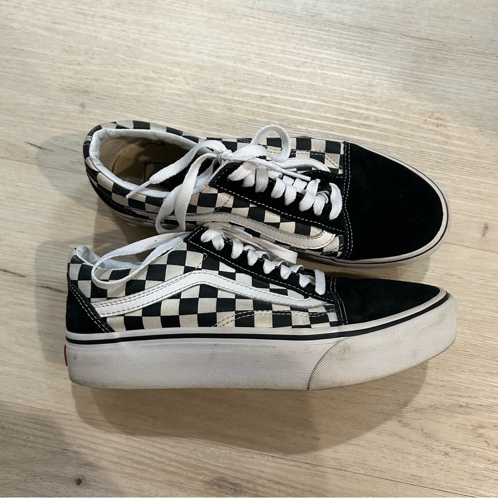 Vans Platform Black and White Checkered Women's Shoes